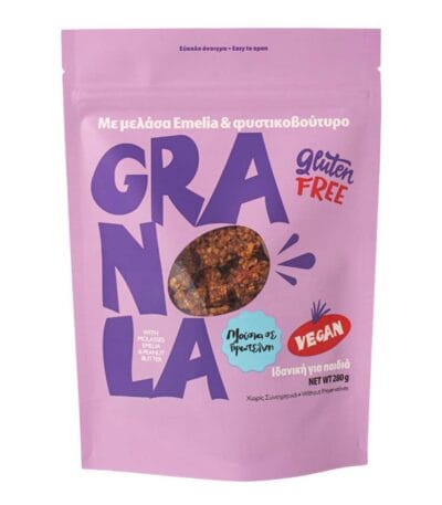 GRANOLA ME MELASA EMELIA KAI FYSTIKOBOYTYRO